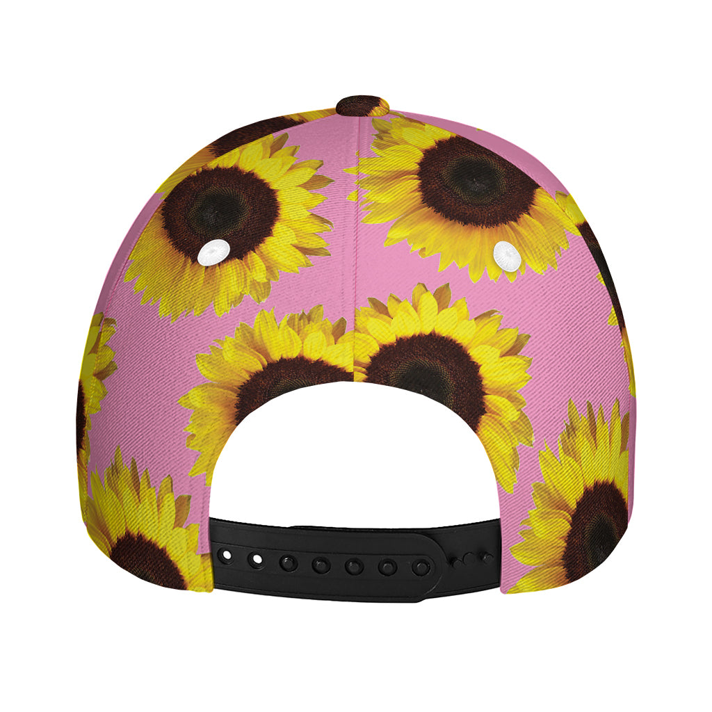 Pink Sunflower Pattern Print Baseball Cap