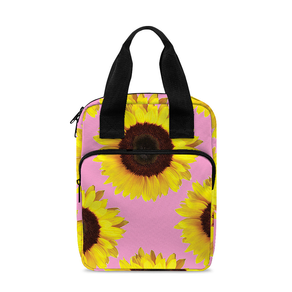 Pink Sunflower Pattern Print Bible Tote Bag