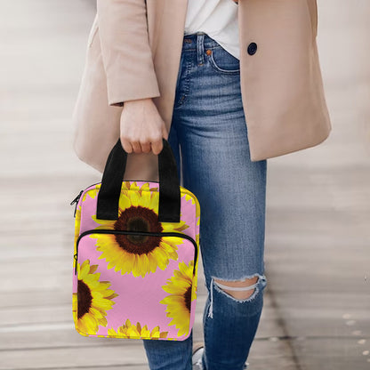 Pink Sunflower Pattern Print Bible Tote Bag