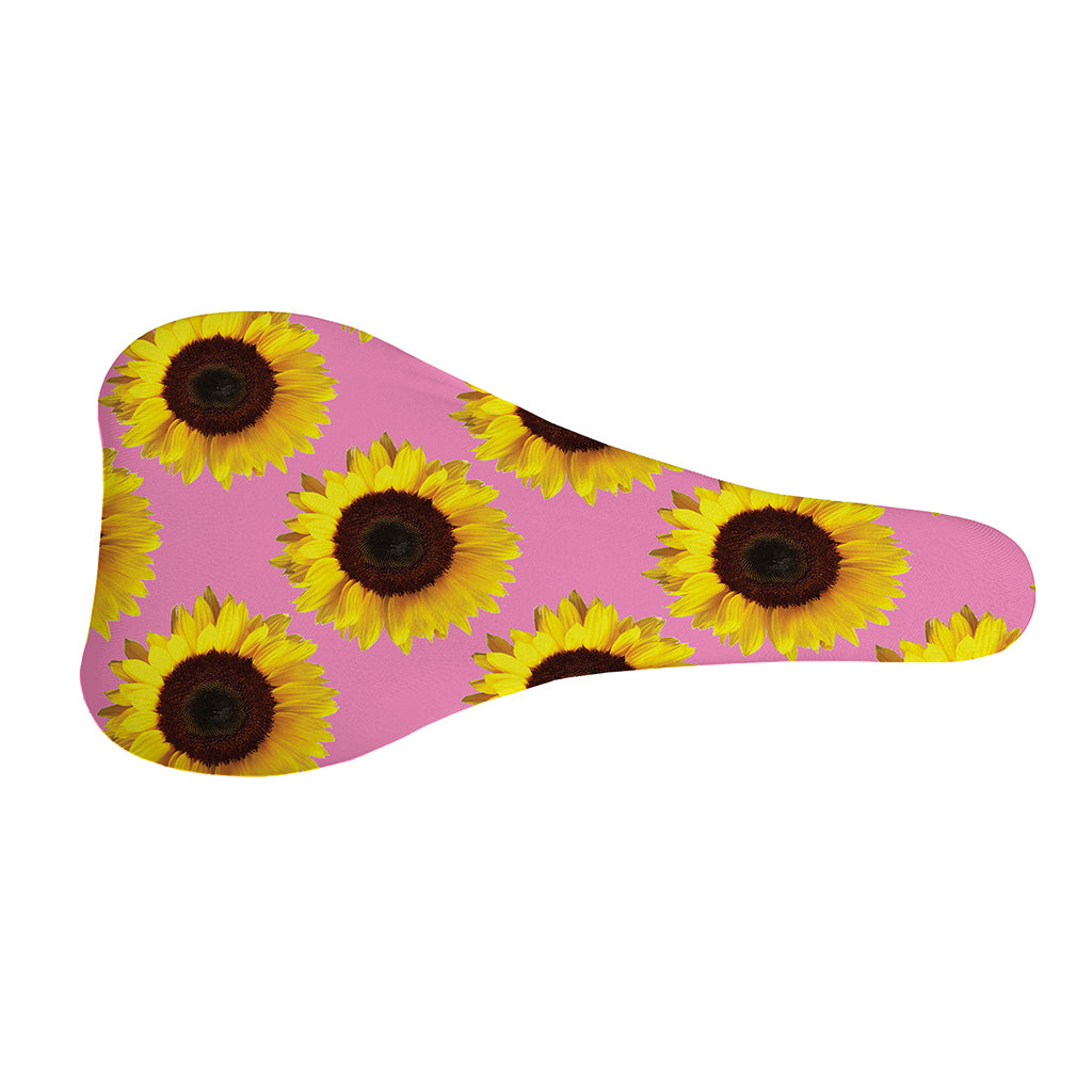 Pink Sunflower Pattern Print Bicycle Seat Cover