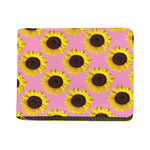 Pink Sunflower Pattern Print Bifold Wallet