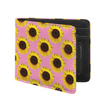 Pink Sunflower Pattern Print Bifold Wallet