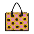 Pink Sunflower Pattern Print Canvas Tote Bag