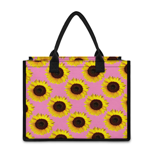 Pink Sunflower Pattern Print Canvas Tote Bag