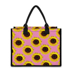 Pink Sunflower Pattern Print Canvas Tote Bag
