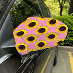 Pink Sunflower Pattern Print Car Side Mirror Covers