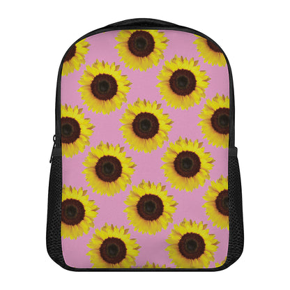Pink Sunflower Pattern Print Casual Backpack