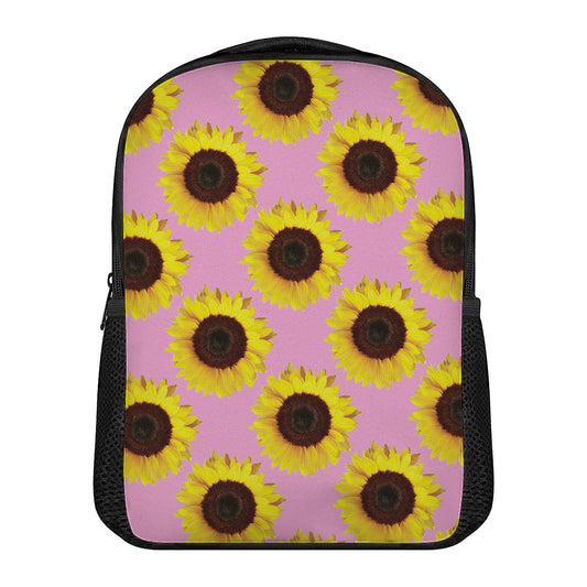 Pink Sunflower Pattern Print Casual Backpack