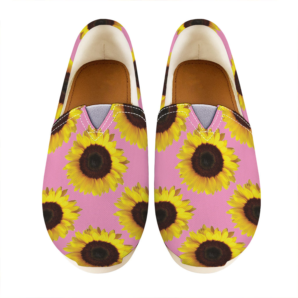 Pink Sunflower Pattern Print Casual Shoes