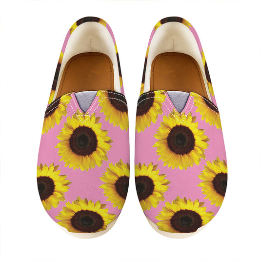 Pink Sunflower Pattern Print Casual Shoes