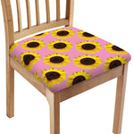 Pink Sunflower Pattern Print Chair Cushion Cover