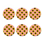 Pink Sunflower Pattern Print Coaster Set