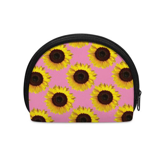 Pink Sunflower Pattern Print Coin Purse