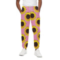 Pink Sunflower Pattern Print Cotton Sweatpants