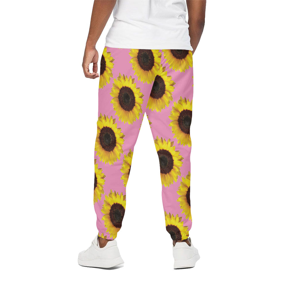 Pink Sunflower Pattern Print Cotton Pants