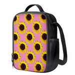 Pink Sunflower Pattern Print Crossbody Lunch Bag
