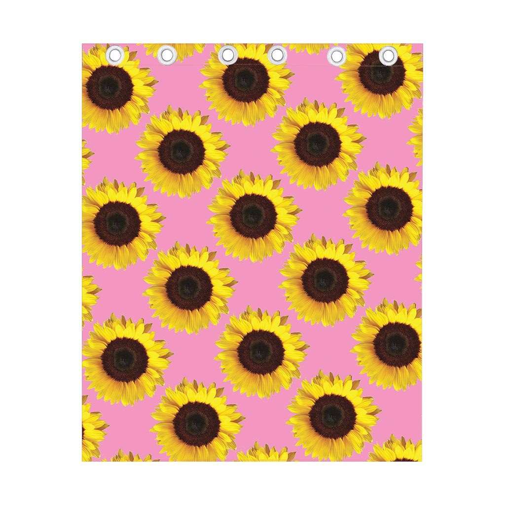 Pink Sunflower Pattern Print Curtain