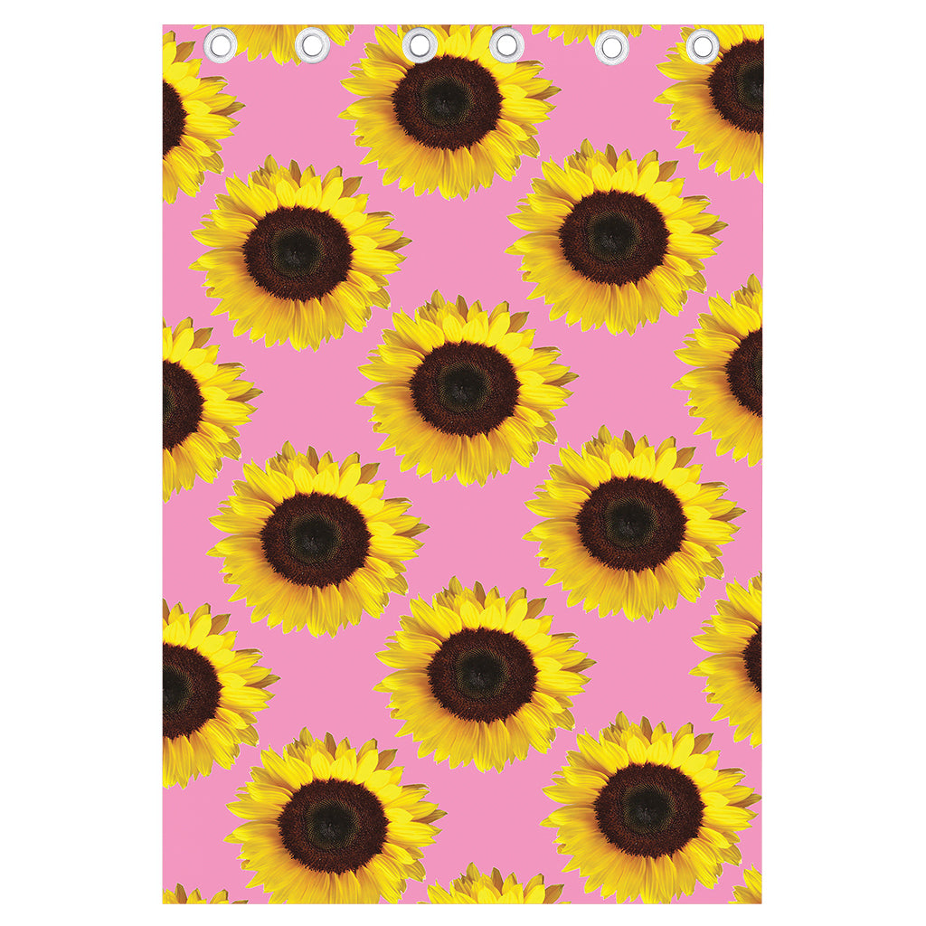 Pink Sunflower Pattern Print Curtain