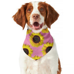 Pink Sunflower Pattern Print Dog Bandana