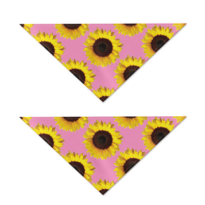 Pink Sunflower Pattern Print Dog Bandana
