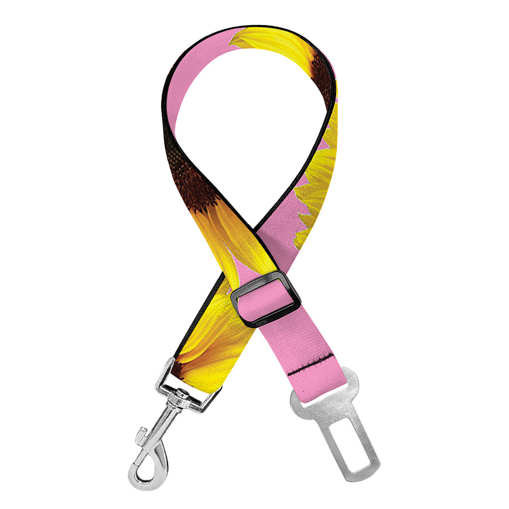 Pink Sunflower Pattern Print Dog Seat Belt