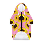 Pink Sunflower Pattern Print Dog Zip Up Hoodie