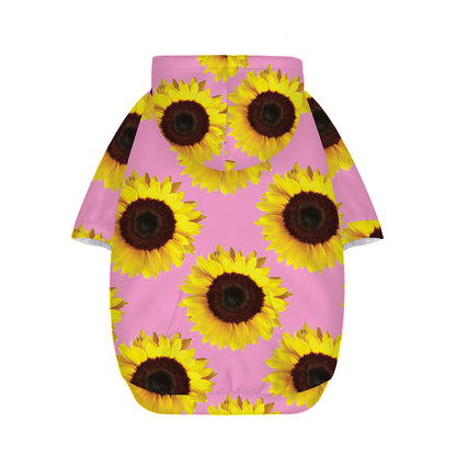 Pink Sunflower Pattern Print Dog Zip Up Hoodie