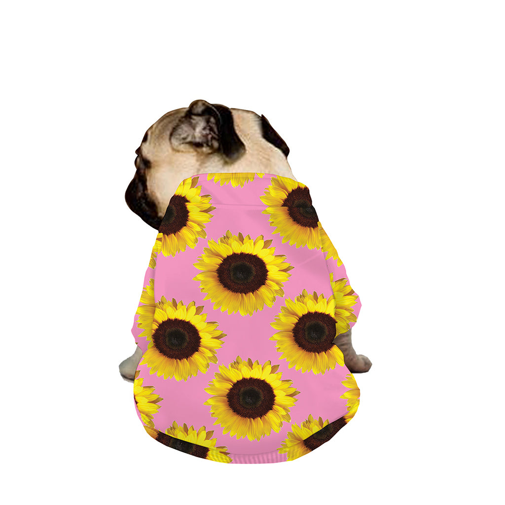 Pink Sunflower Pattern Print Dog Zip Up Jacket