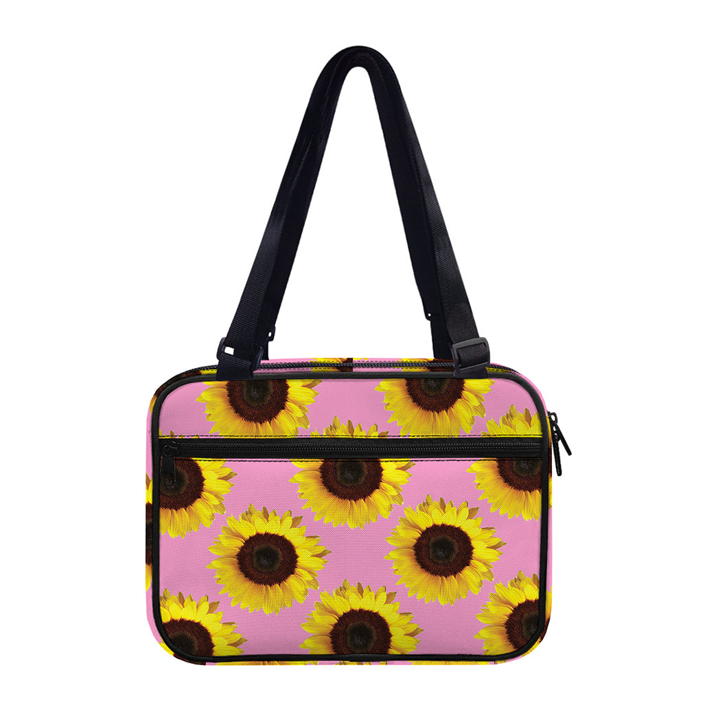 Pink Sunflower Pattern Print Double Strap Bible Bag