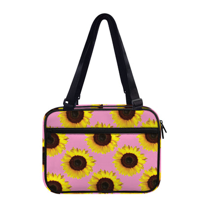 Pink Sunflower Pattern Print Double Strap Bible Bag