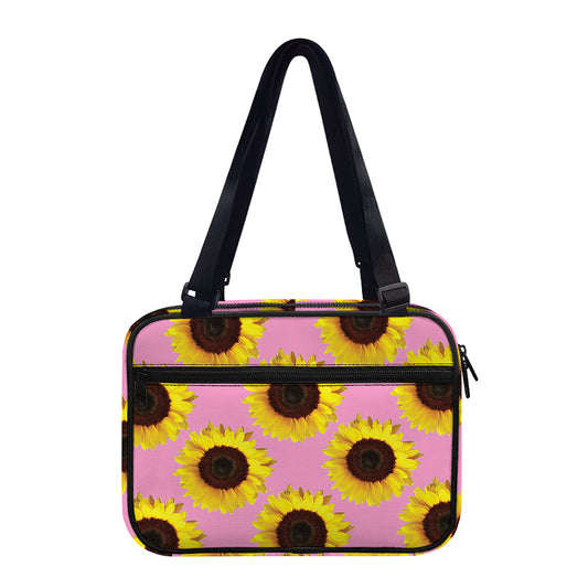 Pink Sunflower Pattern Print Double Strap Bible Bag
