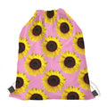 Pink Sunflower Pattern Print Drawstring Bag