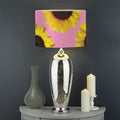 Pink Sunflower Pattern Print Drum Lamp Shade