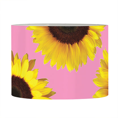 Pink Sunflower Pattern Print Drum Lamp Shade