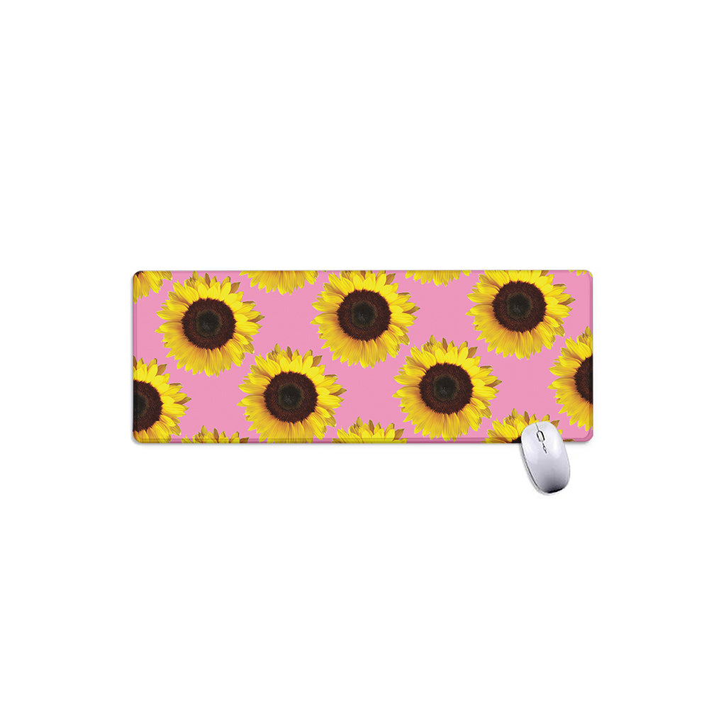 Pink Sunflower Pattern Print Extended Mouse Pad