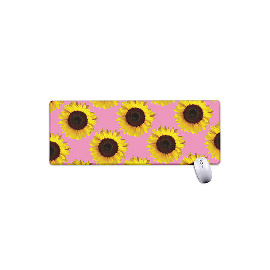 Pink Sunflower Pattern Print Extended Mouse Pad