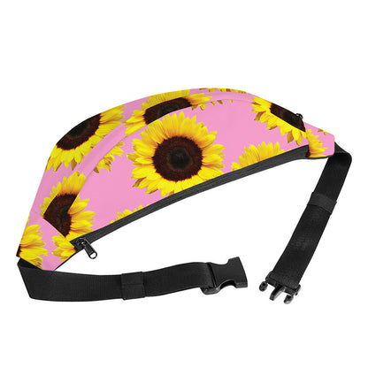 Pink Sunflower Pattern Print Fanny Pack