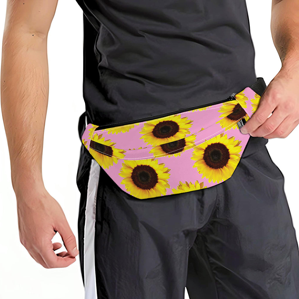 Pink Sunflower Pattern Print Fanny Pack