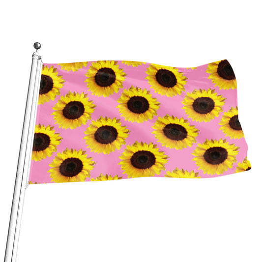 Pink Sunflower Pattern Print Flag