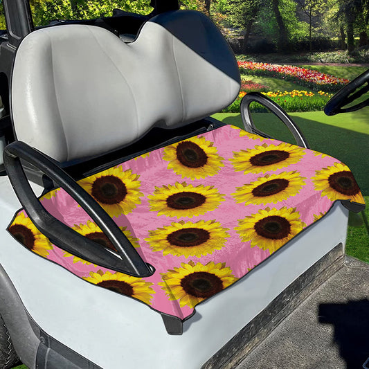 Pink Sunflower Pattern Print Golf Cart Seat Cover