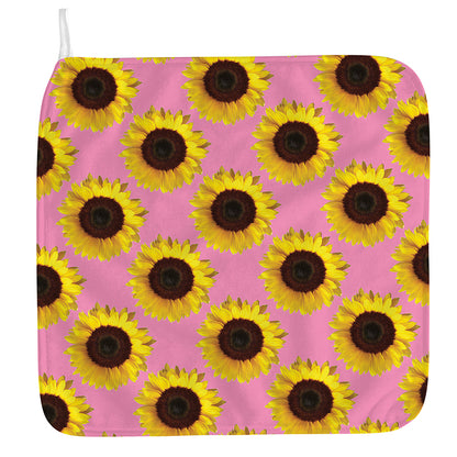 Pink Sunflower Pattern Print Hand Towel