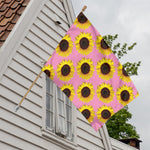 Pink Sunflower Pattern Print House Flag