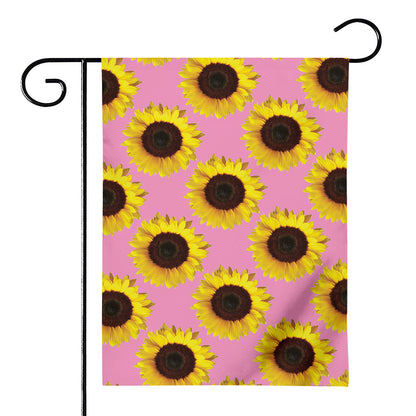Pink Sunflower Pattern Print House Flag