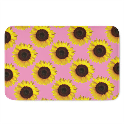 Pink Sunflower Pattern Print Indoor Door Mat