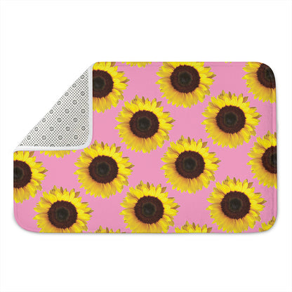 Pink Sunflower Pattern Print Indoor Door Mat