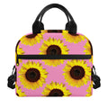 Pink Sunflower Pattern Print Insulated Lunch Bag
