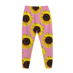 Pink Sunflower Pattern Print Jogger Pants