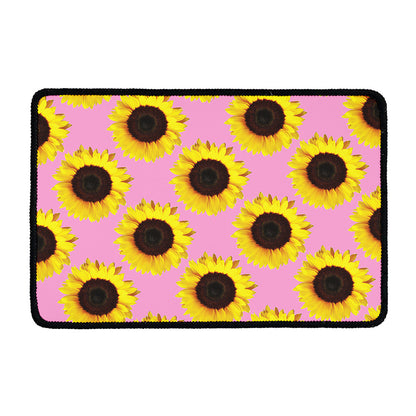 Pink Sunflower Pattern Print Kitchen Mat