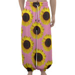 Pink Sunflower Pattern Print Lantern Pants