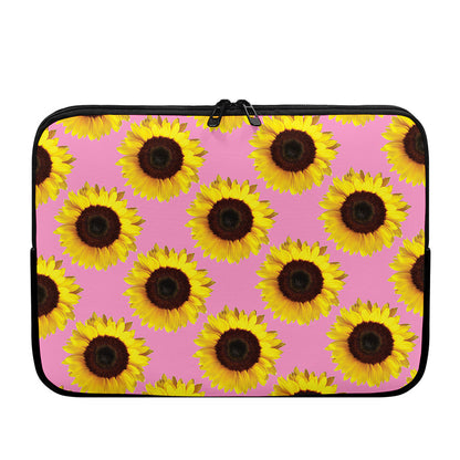 Pink Sunflower Pattern Print Laptop Sleeve